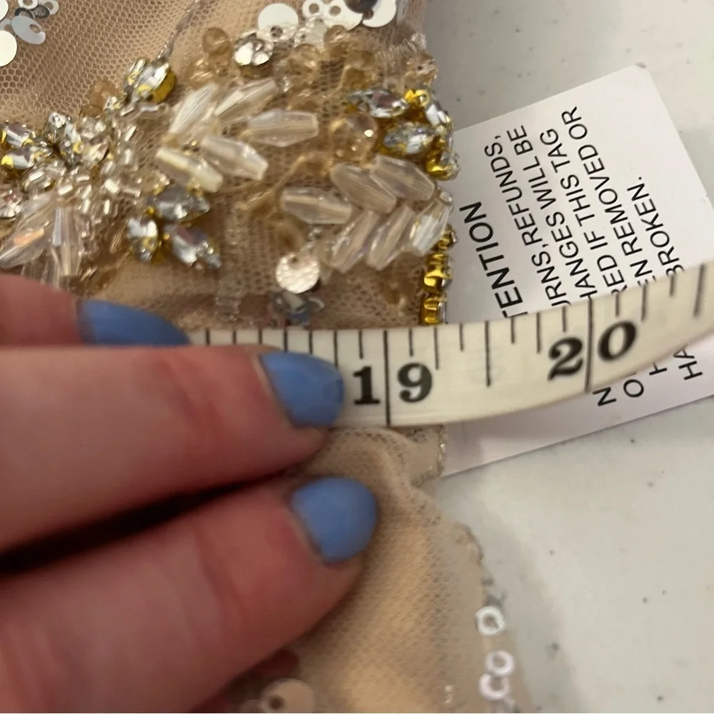 MAC DUGGAL 67859 dress maxi tan nude plus size 16 sequin wedding formal long NWT - Picture 14 of 15